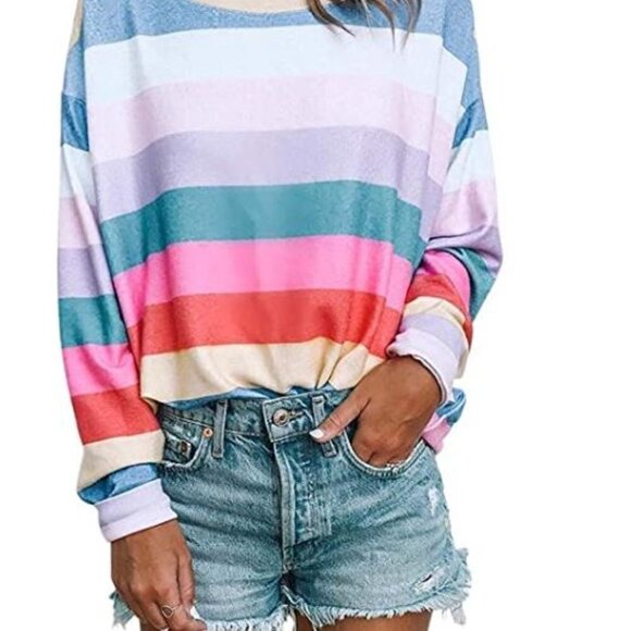 Pastel Rainbow Striped Long Sleeve - Picture 1 of 11